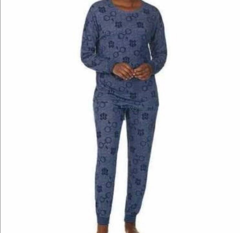 Harry Potter Pajama PJ Set Top Pants Blue Soft Pockets Sz Medium Wizarding World